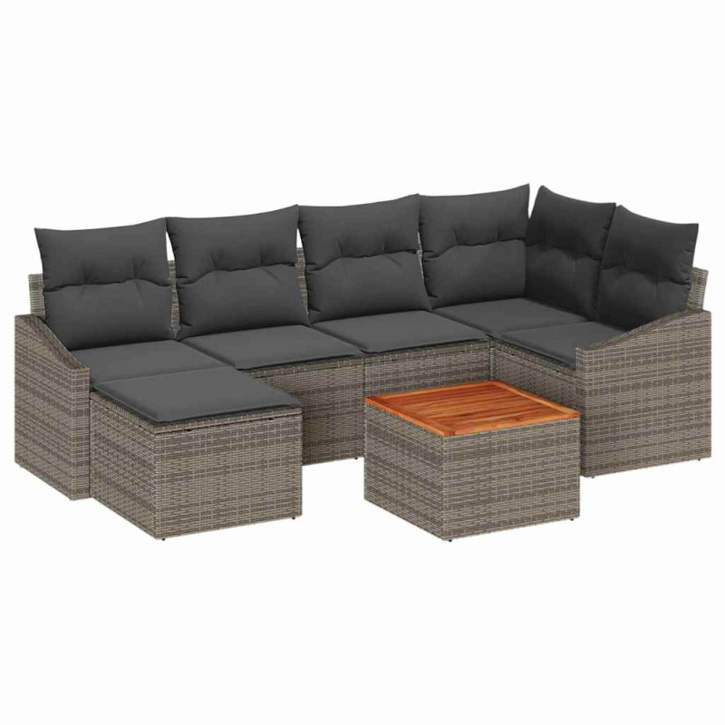 Zestaw Sof na Ogród z przechowywaniem 7 pcs Szary polirattan