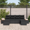 Zestaw Sof na Ogród z poduszką 6 pcs Czarny Rattan poli