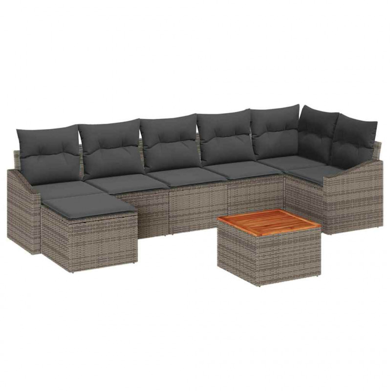 Zestaw Sof na Ogród z przechowywaniem 8 pcs Szary polirattan