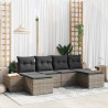 Zestaw Sof na Ogród z poduszką 6 pcs Szary Rattan poli
