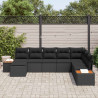 Zestaw Sof na Ogród z poduszką 9 pcs Czarny Technorattan