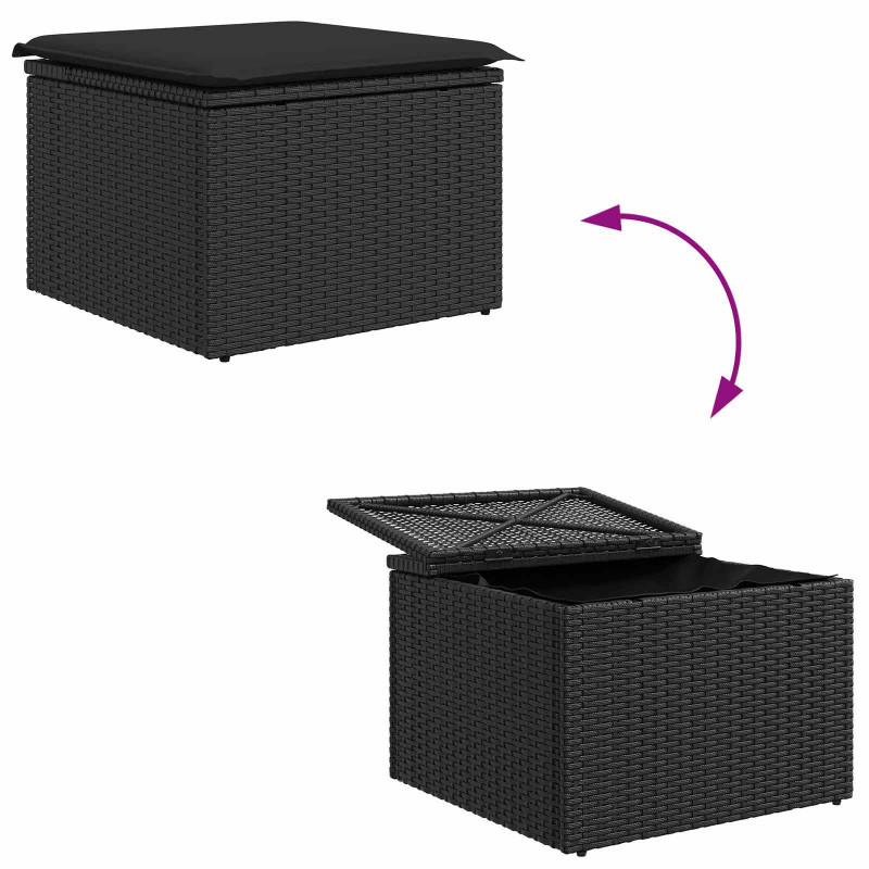 Zestaw Sof na Ogród z poduszką 9 pcs Czarny Technorattan
