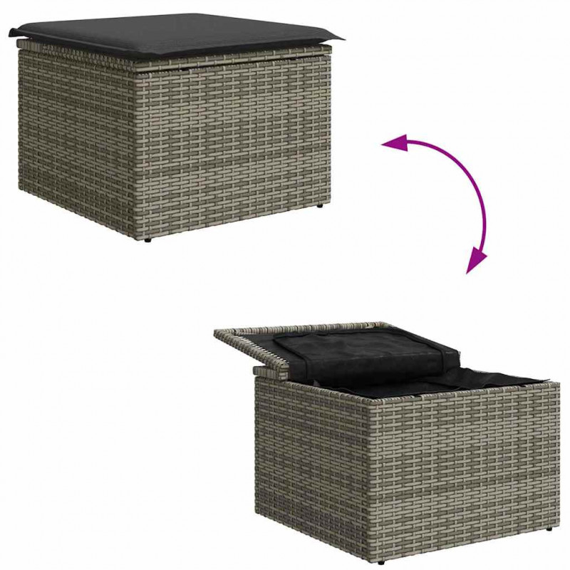 Zestaw Sof na Ogród z poduszką 9 pcs Szary Technorattan
