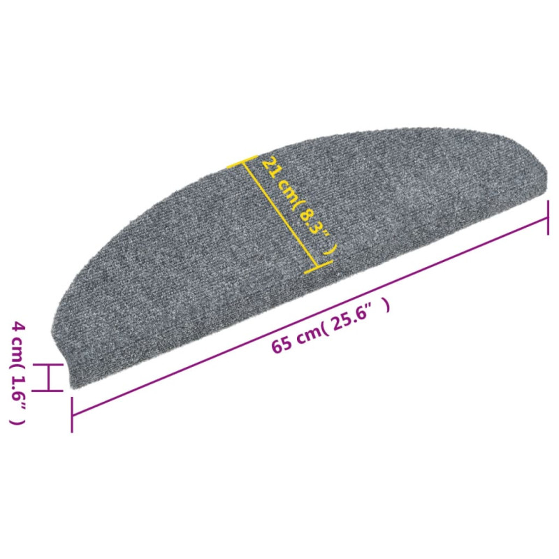 Samoprzylepne nakładki na schody, 10 szt., szare, 65x21x4 cm