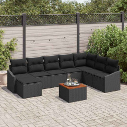 Zestaw Sof na Ogród z przechowywaniem 9 pcs Czarny polirattan