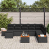 Zestaw Sof na Ogród z poduszką 9 pcs Czarny Technorattan