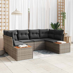 Zestaw Sof na Ogród z poduszką 6 pcs Szary Technorattan