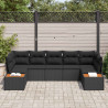 Zestaw Sof na Ogród z poduszką 7 pcs Czarny Technorattan