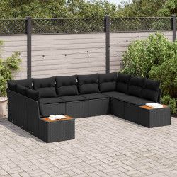 Zestaw Sof na Ogród z poduszką 5 pcs Czarny Technorattan