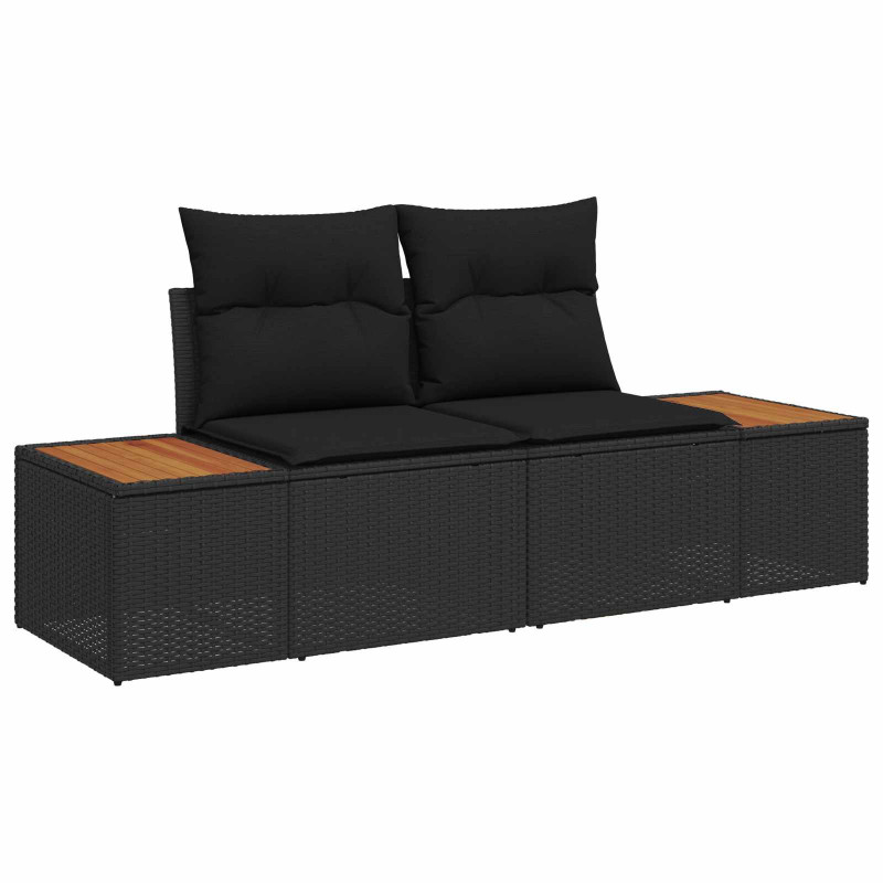 Zestaw Sof na Ogród z poduszką 10 pcs Czarny Technorattan