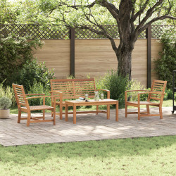 Zestaw Sof na Ogród 4 pcs Naturalny Lite drewno teakowe