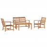 Zestaw Sof na Ogród 4 pcs Naturalny Lite drewno teakowe