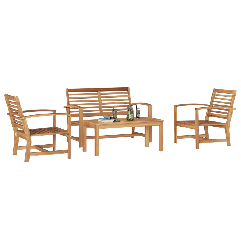 Zestaw Sof na Ogród 4 pcs Naturalny Lite drewno teakowe