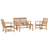 Zestaw Sof na Ogród 4 pcs Naturalny Lite drewno teakowe
