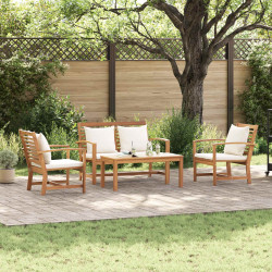 Zestaw Sof na Ogród 4 pcs Naturalny Lite drewno teakowe
