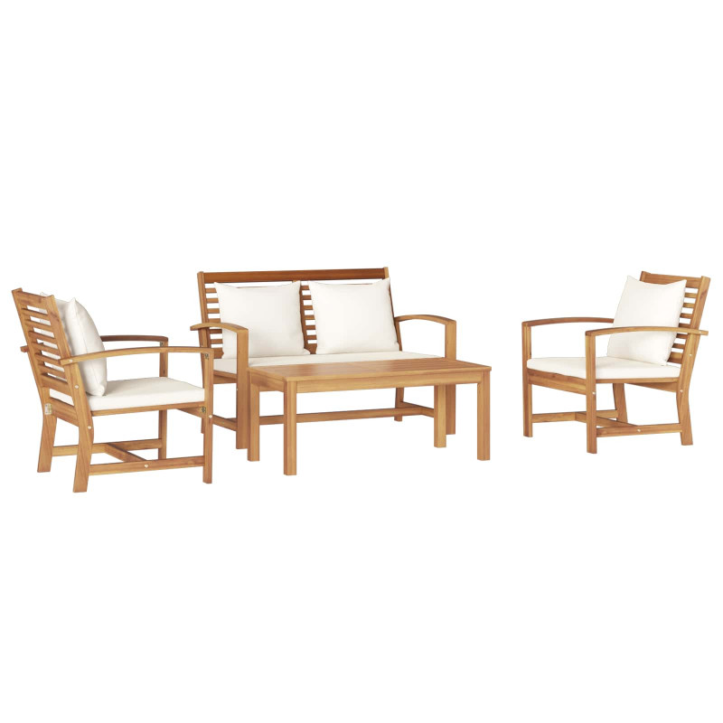 Zestaw Sof na Ogród 4 pcs Naturalny Lite drewno teakowe