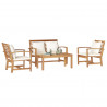 Zestaw Sof na Ogród 4 pcs Naturalny Lite drewno teakowe