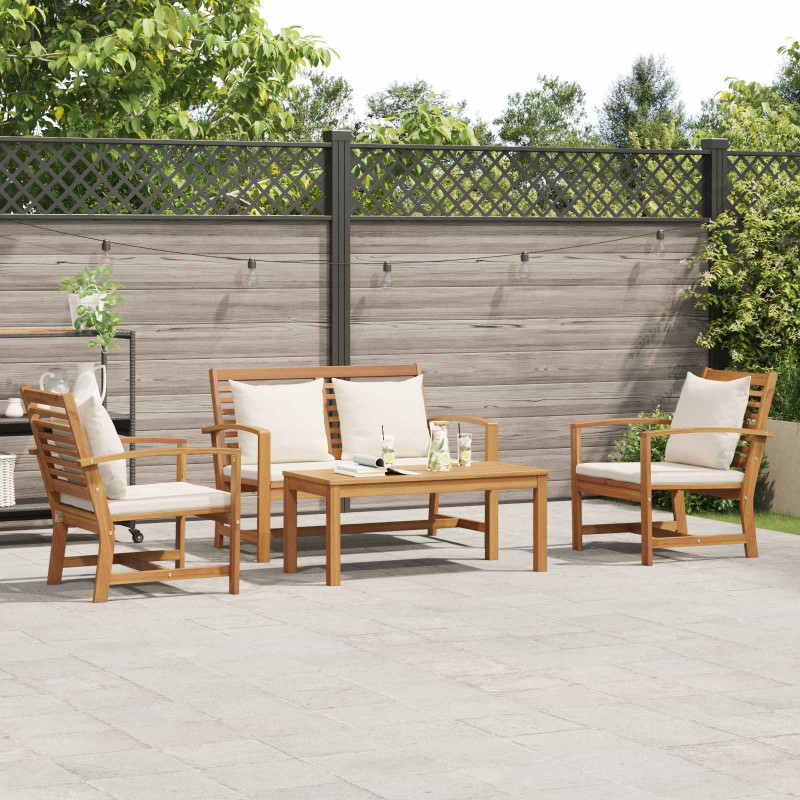 Zestaw Sof na Ogród 4 pcs Naturalny Lite drewno teakowe