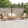 Zestaw Sof na Ogród 4 pcs Naturalny Lite drewno teakowe