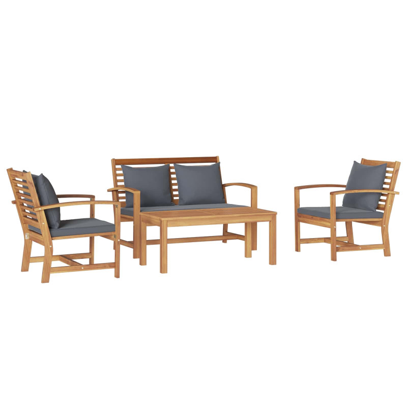 Zestaw Sof na Ogród 4 pcs Naturalny Lite drewno teakowe