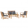 Zestaw Sof na Ogród 4 pcs Naturalny Lite drewno teakowe