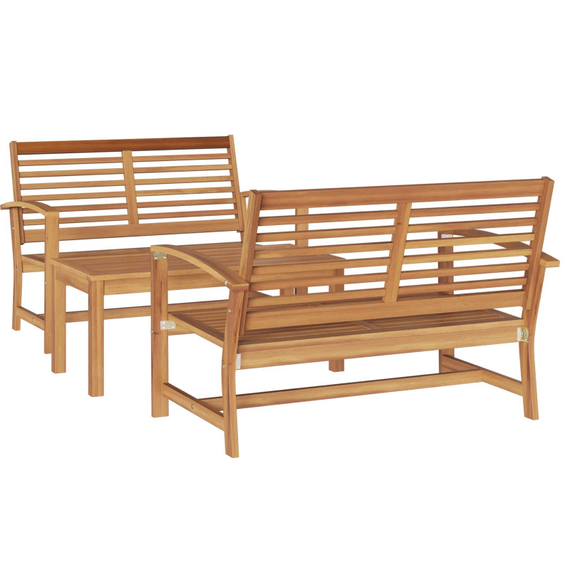 Zestaw Sof na Ogród 3 pcs Naturalny Lite drewno teakowe