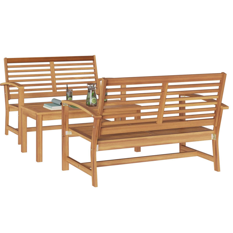 Zestaw Sof na Ogród 3 pcs Naturalny Lite drewno teakowe