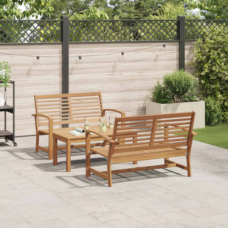 Zestaw Sof na Ogród 3 pcs Naturalny Lite drewno teakowe