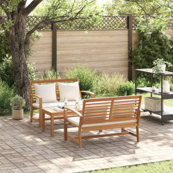 Zestaw Sof na Ogród 3 pcs Naturalny Lite drewno teakowe