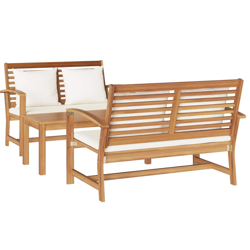 Zestaw Sof na Ogród 3 pcs Naturalny Lite drewno teakowe