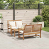 Zestaw Sof na Ogród 3 pcs Naturalny Lite drewno teakowe