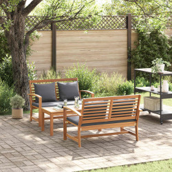 Zestaw Sof na Ogród 3 pcs Naturalny Lite drewno teakowe
