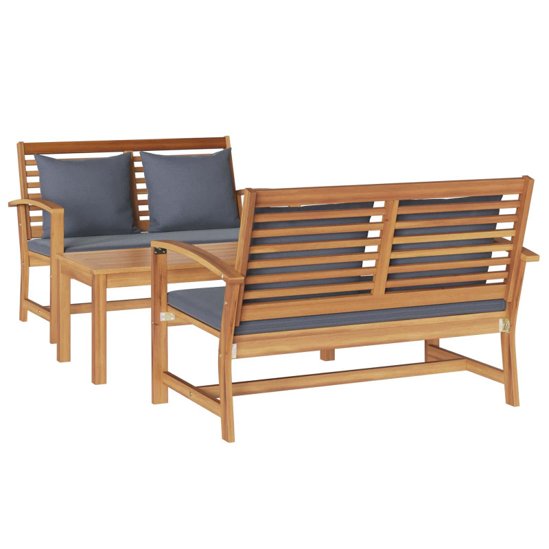 Zestaw Sof na Ogród 3 pcs Naturalny Lite drewno teakowe