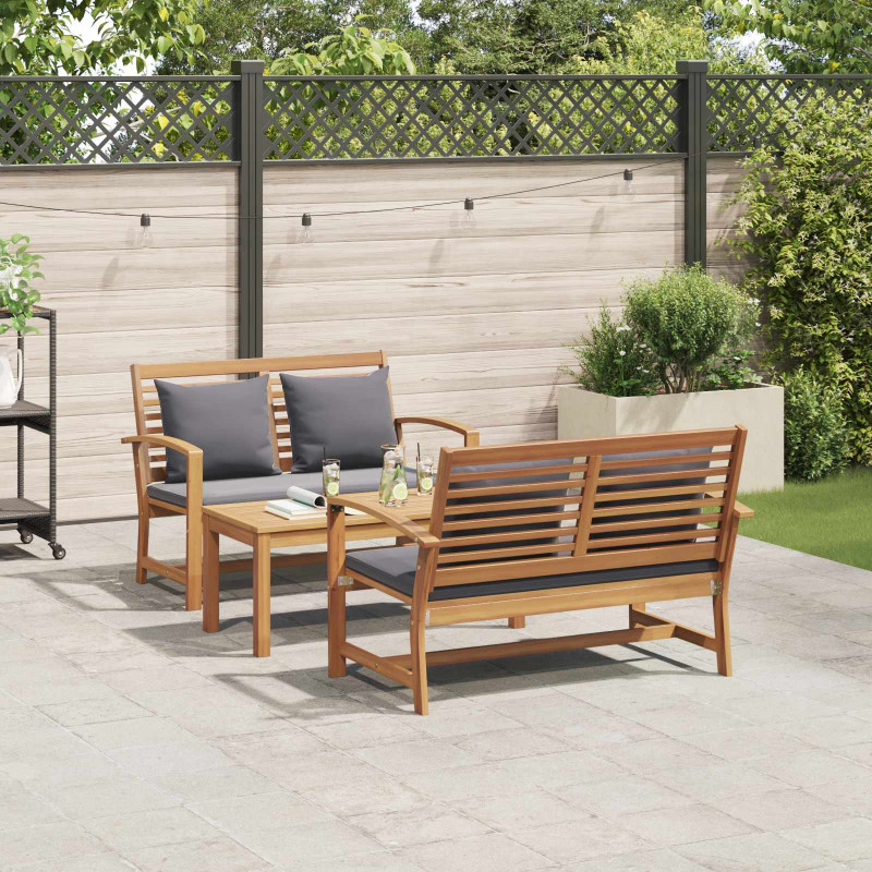 Zestaw Sof na Ogród 3 pcs Naturalny Lite drewno teakowe