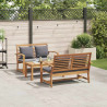Zestaw Sof na Ogród 3 pcs Naturalny Lite drewno teakowe