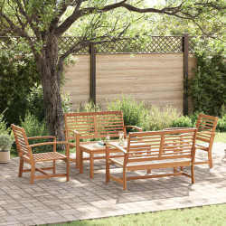 Zestaw Sof na Ogród 5 pcs Naturalny Lite drewno teakowe