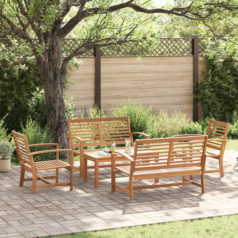 Zestaw Sof na Ogród 5 pcs Naturalny Lite drewno teakowe