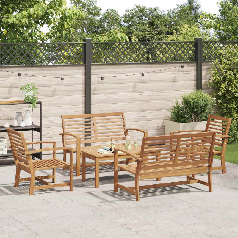 Zestaw Sof na Ogród 5 pcs Naturalny Lite drewno teakowe