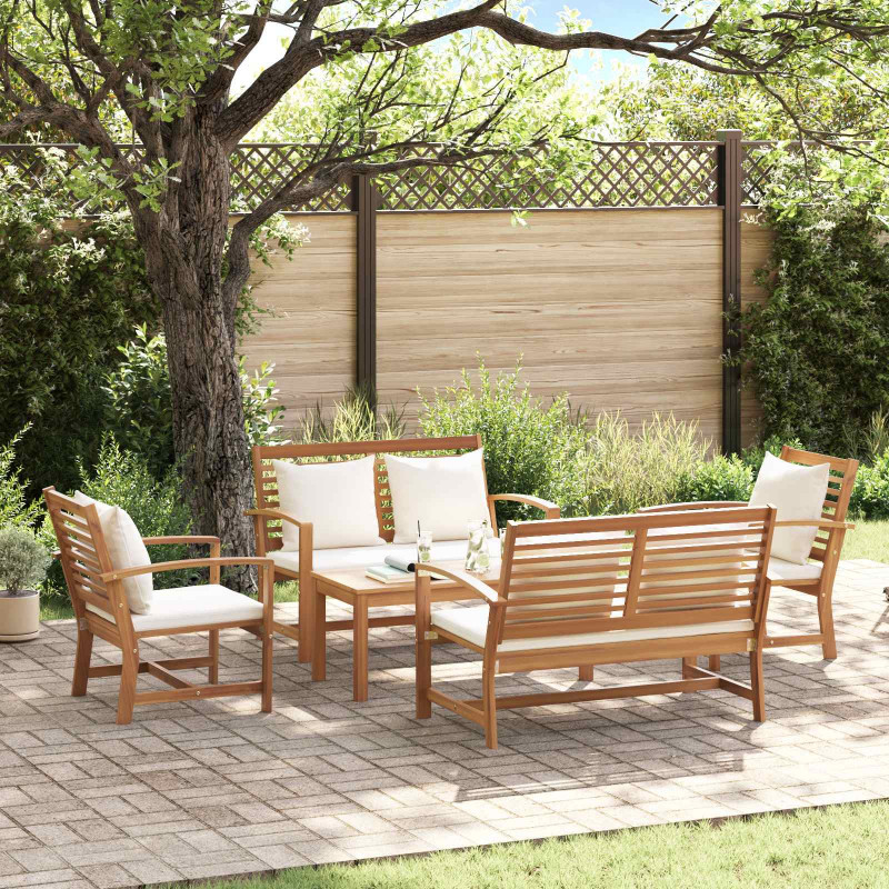Zestaw Sof na Ogród 5 pcs Naturalny Lite drewno teakowe