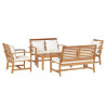 Zestaw Sof na Ogród 5 pcs Naturalny Lite drewno teakowe