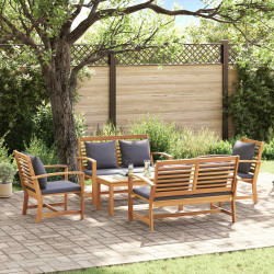 Zestaw Sof na Ogród 5 pcs Naturalny Lite drewno teakowe