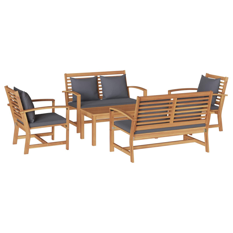 Zestaw Sof na Ogród 5 pcs Naturalny Lite drewno teakowe