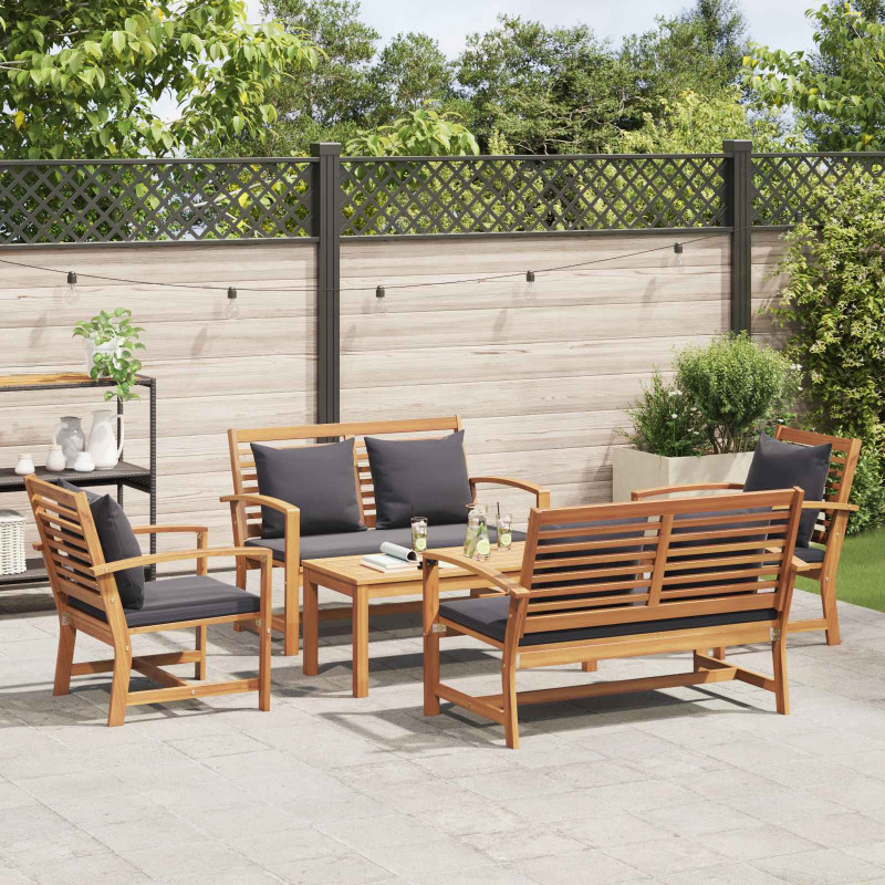 Zestaw Sof na Ogród 5 pcs Naturalny Lite drewno teakowe