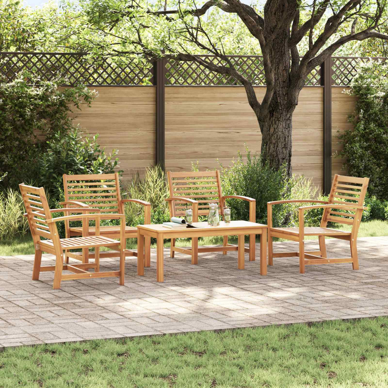 Zestaw Sof na Ogród 5 pcs Naturalny Lite drewno teakowe