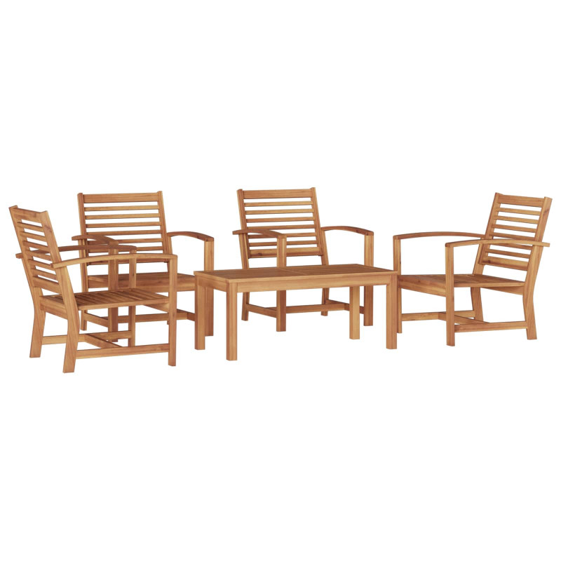 Zestaw Sof na Ogród 5 pcs Naturalny Lite drewno teakowe