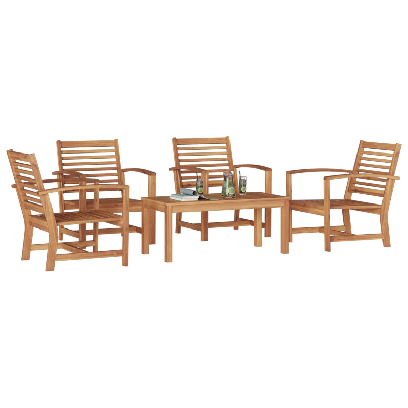 Zestaw Sof na Ogród 5 pcs Naturalny Lite drewno teakowe