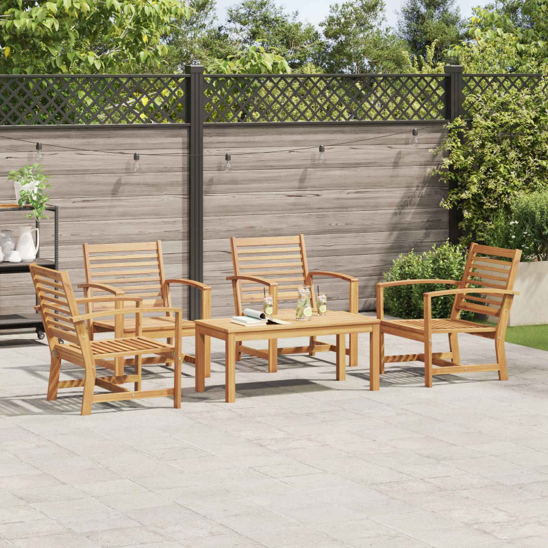 Zestaw Sof na Ogród 5 pcs Naturalny Lite drewno teakowe