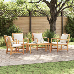 Zestaw Sof na Ogród 5 pcs Naturalny Lite drewno teakowe