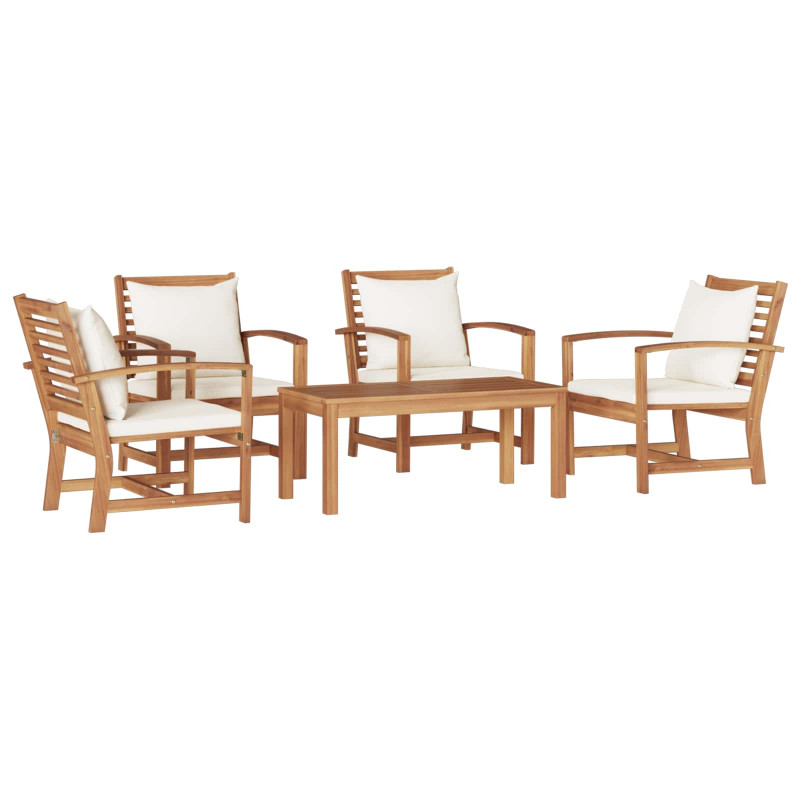 Zestaw Sof na Ogród 5 pcs Naturalny Lite drewno teakowe