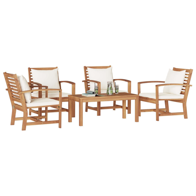 Zestaw Sof na Ogród 5 pcs Naturalny Lite drewno teakowe